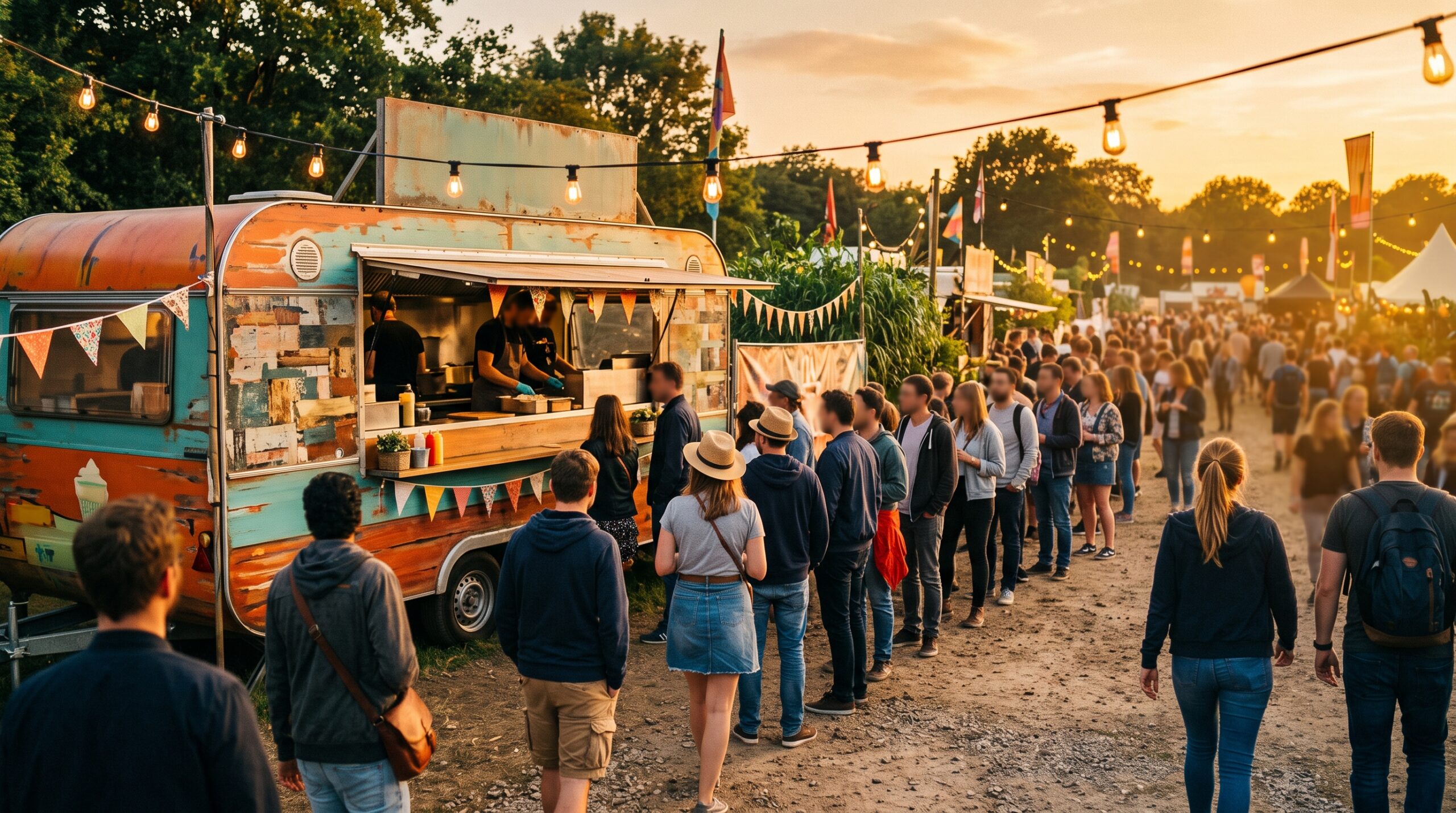 Corn Dog Club trailer serving a crowd at an outdoor festival